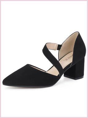 IDIFU IN2 Women's Pump Closed Pointed Toe Low Block Chunky Heels